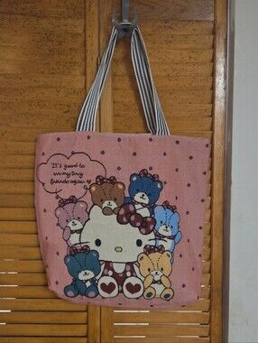 Hello Kitty/Teddy Bear Friend Cute Canvas Bag 2024 New Shoulder Large Bag